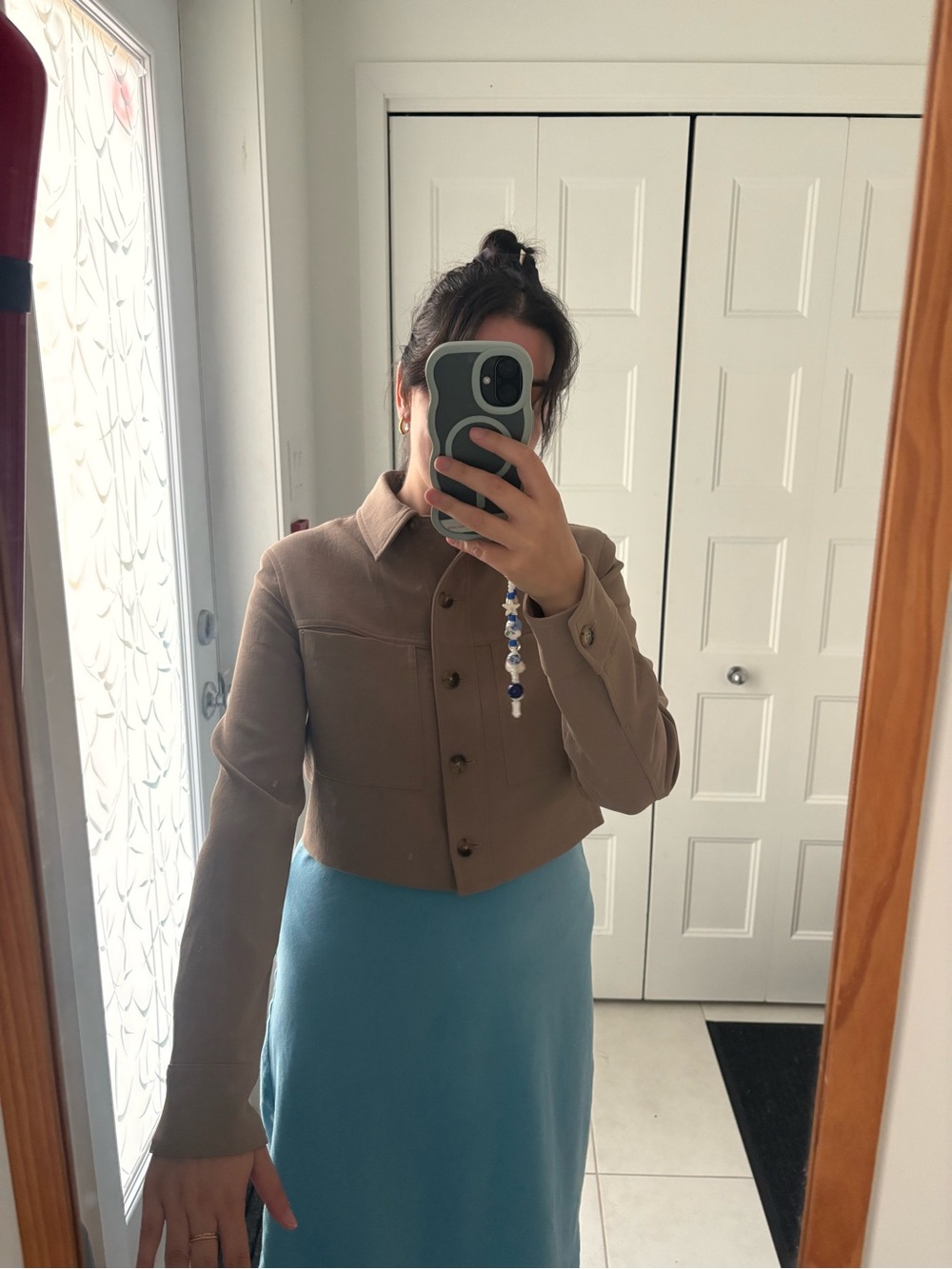 Wilfred Cropped Brown Button-Up Jacket - Taupe